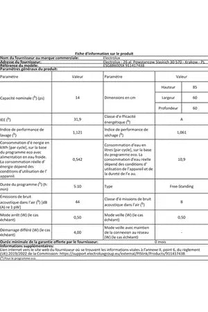 Lave-vaisselle pose libre Electrolux ESG88600SX