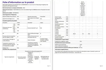 Congélateur armoire Haier H4F306WDH1