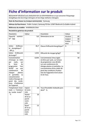 Lave-linge hublot Samsung WW90DG6U25LKU3