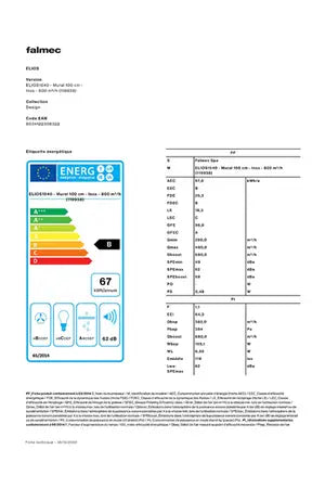 Hotte décorative murale Falmec ELIOS1540 - UBAYE ELECTROMENAGER