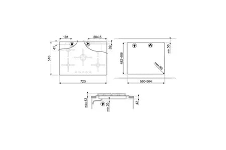 Plaque gaz Smeg PV175B3 - UBAYE ELECTROMENAGER