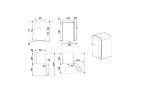 Réfrigérateur bar Smeg FAB5RBL5 vintage retro annees 50