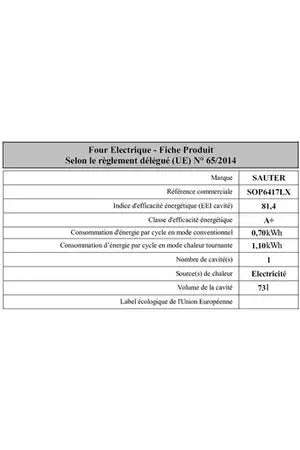 Four encastrable Sauter SOP6417LX - UBAYE ELECTROMENAGER