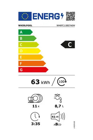 Lave-vaisselle pose libre Whirlpool WH6FC11BS7A0W