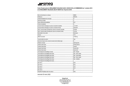 Piano de cuisson Smeg BG91X2 - UBAYE ELECTROMENAGER