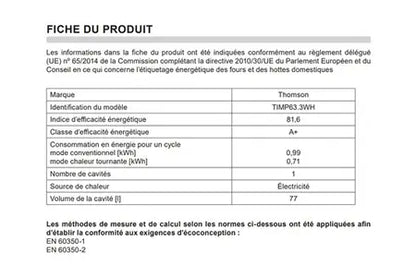 Cuisinière induction Thomson TIMP63.3WH - UBAYE ELECTROMENAGER