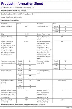 Lave-linge hublot Samsung WW80T554DAX