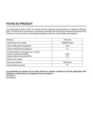 Cuisinière mixte Thomson TMMP63.3WH blanche - UBAYE ELECTROMENAGER