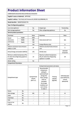 Cave multi-températures Artevino OXGMT225NVSD - UBAYE ELECTROMENAGER