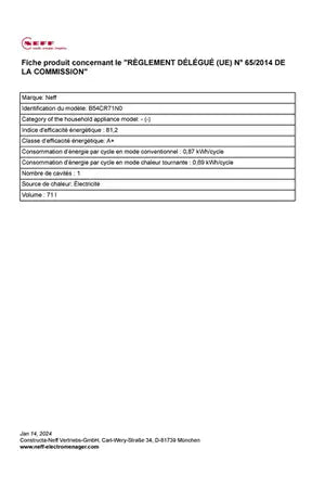 Four encastrable Neff B54CR71N0 - UBAYE ELECTROMENAGER