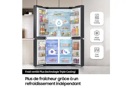 Réfrigérateur multi-portes Samsung RF65DG9H0EB1 - Family Hub avec AI Vision