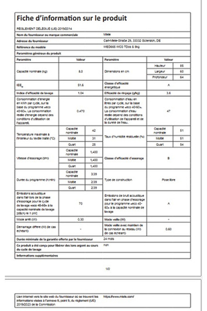 Lave-linge hublot MIELE WED 665