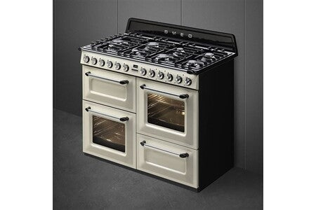 Piano de cuisson Smeg VICTORIA 110cm MIXTE CREME - TR4110P1 - UBAYE ELECTROMENAGER