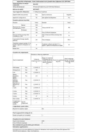 Réfrigérateur congélateur en bas Brandt BIC9454EN - ENCASTRABLE 194CM