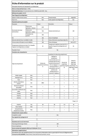 Réfrigérateur congélateur en haut Smeg D4152E - ENCASTRABLE 158CM