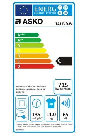 Sèche-linge à évacuation Asko T411VD.W