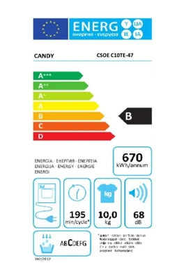 Sèche-linge à condensation Candy Sèche-linge Hublot 10 Kg CSOEC10TE47