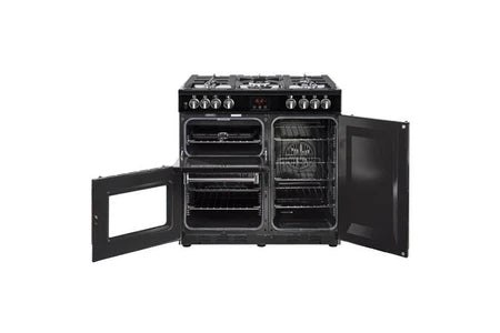 Gazinière Belling Kensington 90DF - Cuisinière (triple four) - pose libre - largeur : 89.6 cm - profondeur : 60 cm - hauteur : 93 cm - classe A - noir - UBAYE ELECTROMENAGER