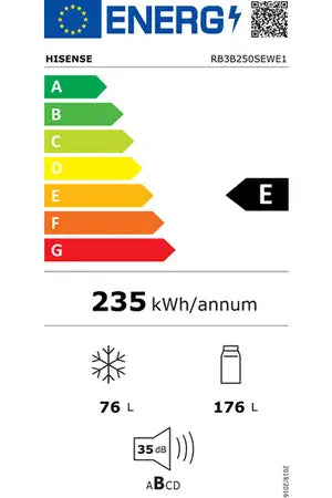 Réfrigérateur congélateur en bas Hisense RB3B250SEWE1 - Encastrable 177.6 cm