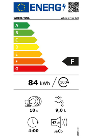 Lave-vaisselle WHIRLPOOL WSIC3M17 - ENCASTRABLE 45CM
