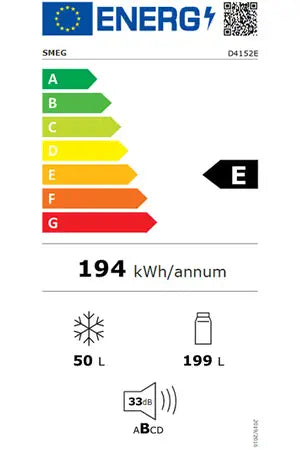 Réfrigérateur congélateur en haut Smeg D4152E - ENCASTRABLE 158CM