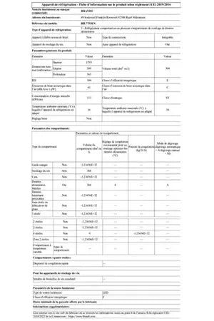 Réfrigérateur 1 porte Brandt BIL7755EN - ENCASTRABLE 179CM