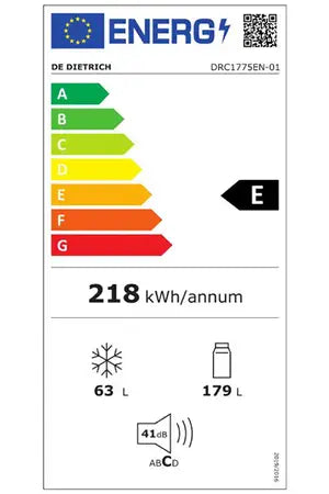 Réfrigérateur congélateur en bas De Dietrich ENCASTRABLE - DRC1775EN 177CM