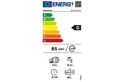 Lave-vaisselle pose libre Whirlpool Lave-vaisselle 60cm 14 couverts 43db inox WFC3C33PFX