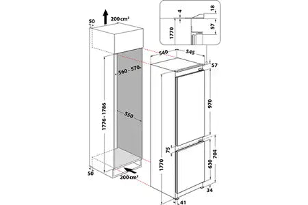 Réfrigérateur congélateur en bas Whirlpool WHC18T132FR - Encastrable 177 cm
