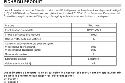 Cuisinière vitrocéramique THOMSON TCC51.4WH BLANC