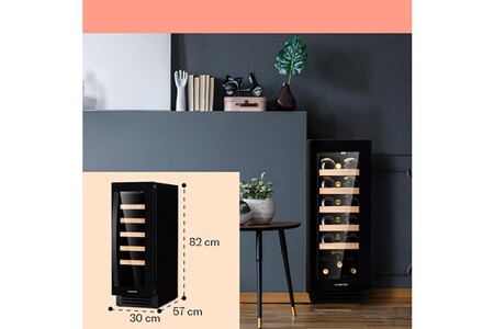 Cave de service KLARSTEIN CAVE À VIN ENCASTRABLE - VINOVILLA 20 - 50 L / 20 BOUTEILLES PORTE VITRÉE ACIER INOXYDABLE - NOIR