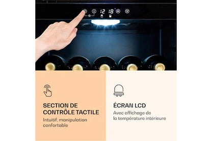 Cave de service KLARSTEIN CAVE À VIN - BAROSSA 54 DUO - 2 ZONES - 148 L - 54 BOUTEILLES - TOUCH-DISPLAY - NOIR