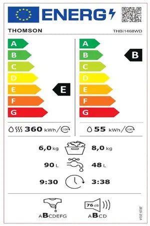 Lave-linge séchant Thomson ENCASTRABLE - THBI1468WD