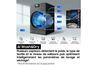 Lave-linge séchant Samsung Bespoke AI Laundry Combo WD18DB8995BZ