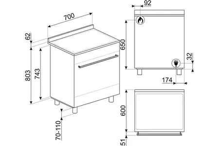 Piano de cuisson Smeg 70cm MIXTE INOX - C7GPX9 - UBAYE ELECTROMENAGER
