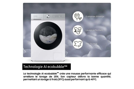 Lave-linge hublot Samsung WW90DB7U94GE BESPOKE AI - UBAYE ELECTROMENAGER