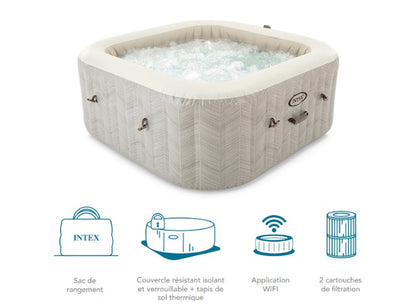 Spa gonflable INTEX SPA GONFLABLE PURESPA CHEVRON CARRÉ BULLES 4 PLACES - INTEX