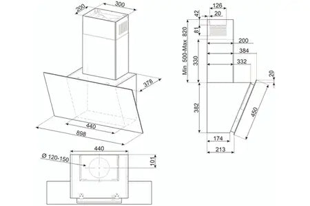 Hotte décorative murale Smeg KICV90BL2 - UBAYE ELECTROMENAGER