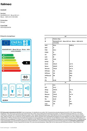 Hotte décorative murale Falmec QUASARV1411 - UBAYE ELECTROMENAGER