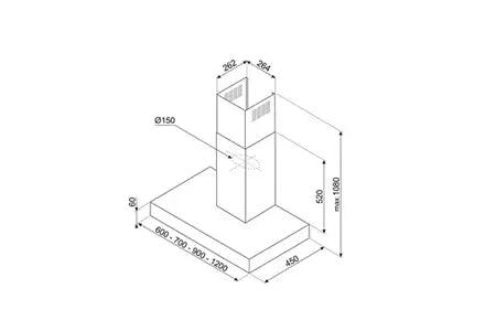 Hotte décorative murale Smeg KBT900NE - UBAYE ELECTROMENAGER