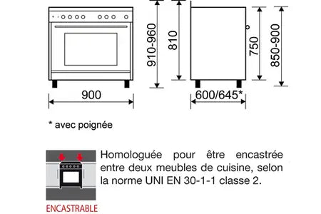 Piano de cuisson Airlux CC902GTBK3 - 90CM GAZ NOIR - UBAYE ELECTROMENAGER