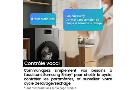 Lave-linge séchant Samsung Bespoke AI Laundry Combo WD18DB8995BZ
