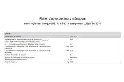 Four encastrable Miele DGC 7151 - UBAYE ELECTROMENAGER