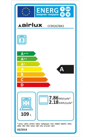 Piano de cuisson Airlux CC902GTBK3 - 90CM GAZ NOIR - UBAYE ELECTROMENAGER