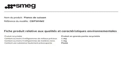 Cuisinière induction Smeg C6IPWHM2 - UBAYE ELECTROMENAGER