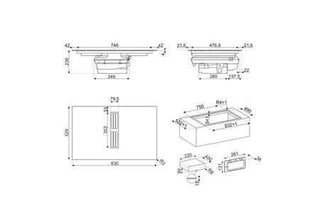 Plaque de cuisson avec hotte intégrée Smeg HOBD382MB2 - UBAYE ELECTROMENAGER