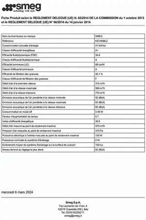 Hotte décorative murale Smeg KICV90BL2 - UBAYE ELECTROMENAGER