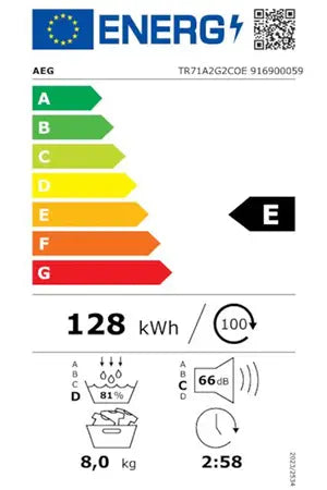 Sèche-linge à condensation Aeg TR71A2G2COE 8 kg