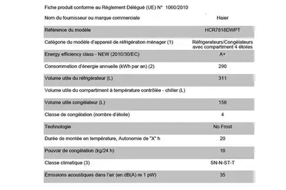 Réfrigérateur multi-portes Haier HCR7818DWPT