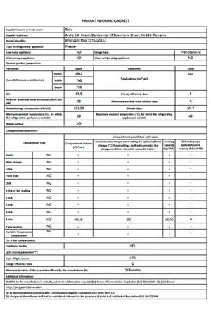 Congélateur armoire Beko RFNE448E35W - UBAYE ELECTROMENAGER